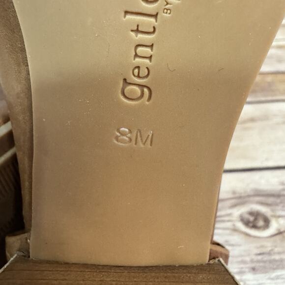 Gentle Souls Womens Cognac Brown Leather Charlene Peep Toe Block Heel Shoes 8M - Picture 8 of 8